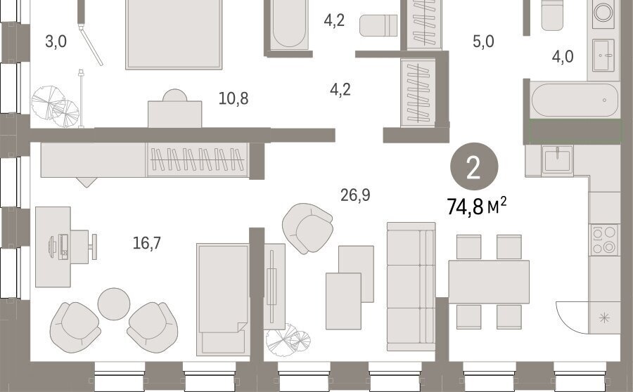 квартира г Тюмень ул Мысовская 26к/1 фото 2