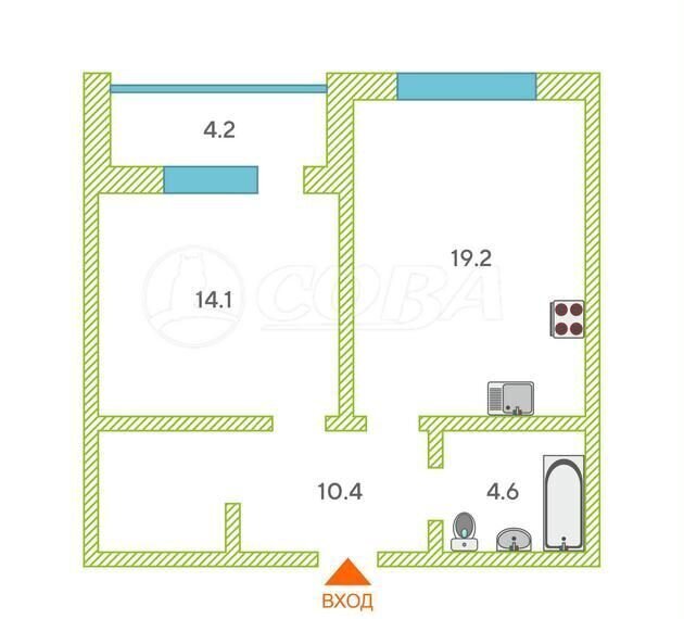 квартира г Тюмень р-н Калининский ул Игоря Комиссарова 22 фото 2