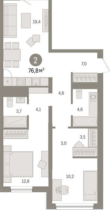 квартира г Тюмень ул Мысовская 26к/1 фото 2