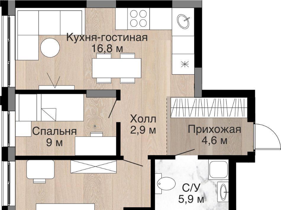 квартира г Кемерово р-н Заводский ул Дружбы 30к/16 парк-квартал «Южный» фото 3