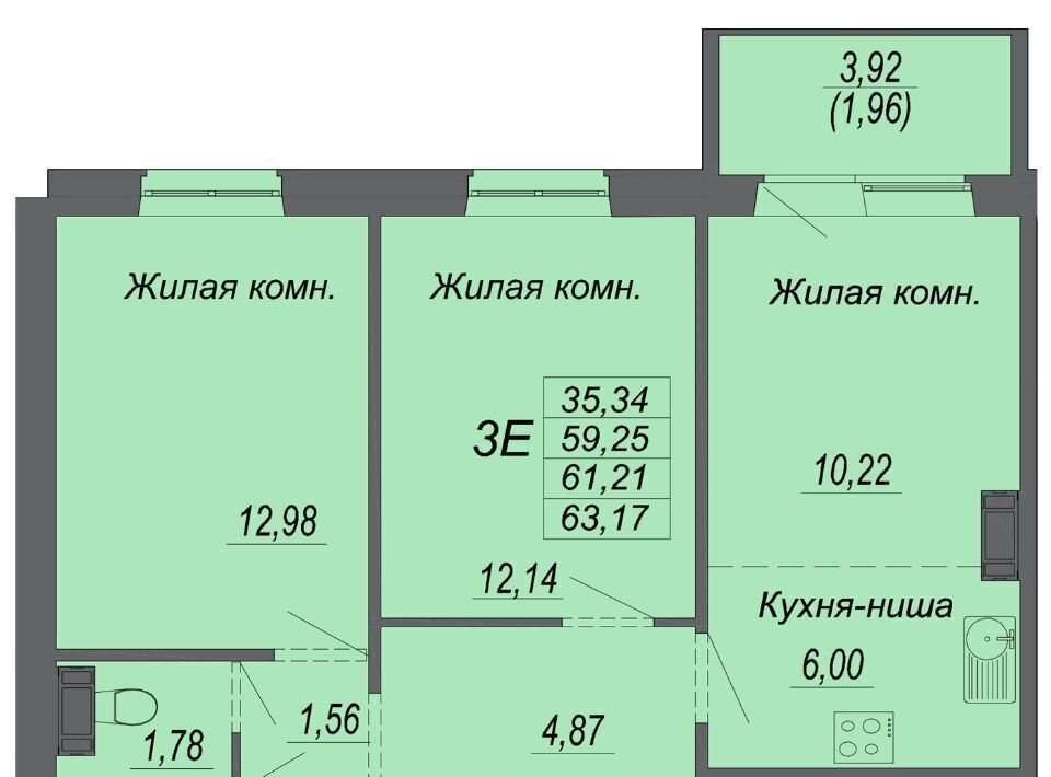 квартира г Хабаровск р-н Индустриальный Южный микрорайон ул Рокоссовского фото 1