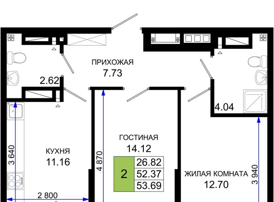 квартира г Ростов-на-Дону р-н Октябрьский пер Элеваторный 6/2а фото 1
