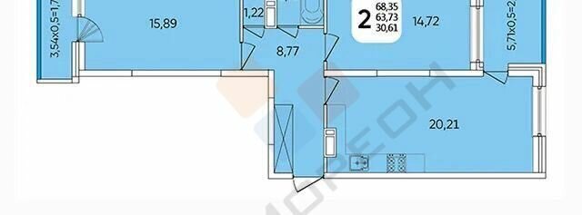 квартира г Краснодар мкр Любимово 16 фото 1