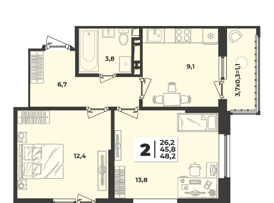 квартира г Краснодар р-н Прикубанский ул им. генерала Корнилова 1к/3 фото 1