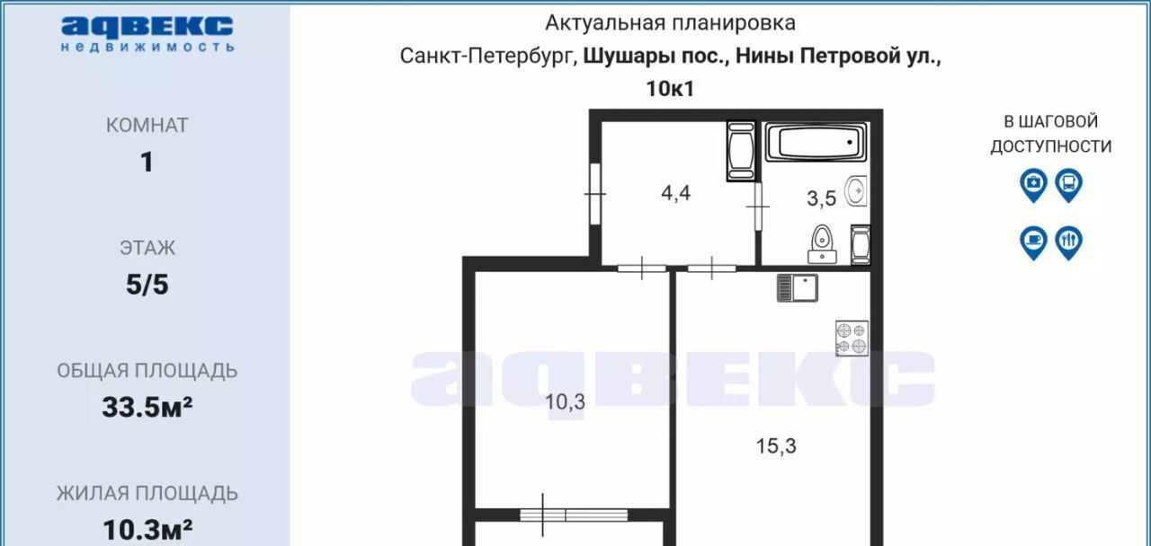 квартира г Санкт-Петербург п Шушары ул Нины Петровой 10к/1 ЖК «ЮгТаун. Олимпийские кварталы» метро Купчино фото 2