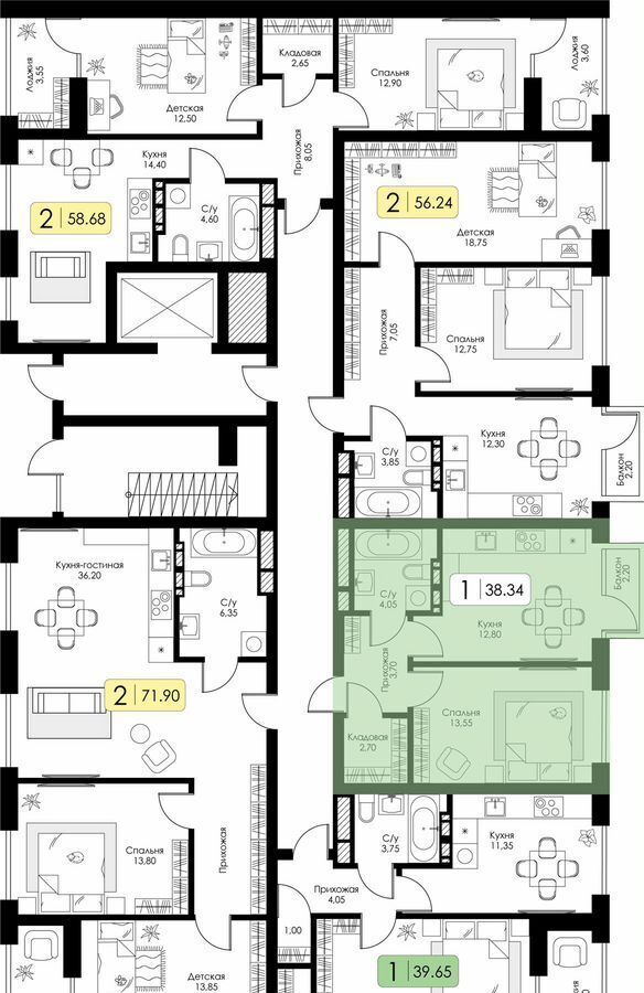 квартира г Смоленск р-н Ленинский ш Краснинское 4 блок-секция 1, 2, 3 фото 2