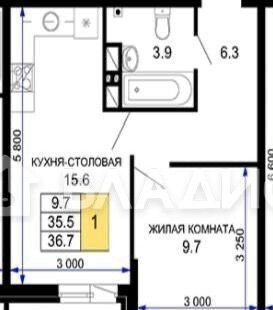квартира г Краснодар р-н Прикубанский ул им. лётчика Позднякова 2к/20 фото 13