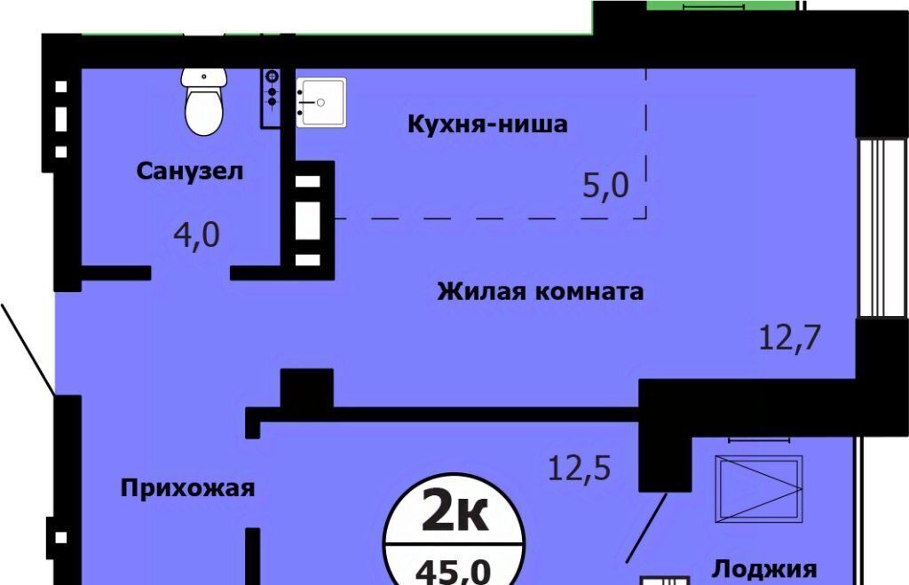 квартира г Красноярск р-н Октябрьский Сад № 2 Локомотивного Депо СНТ, 58 фото 1