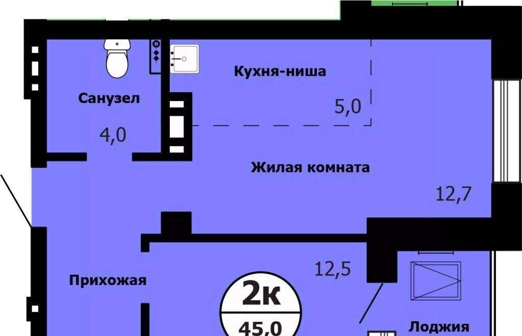 квартира г Красноярск р-н Октябрьский Сад № 2 Локомотивного Депо СНТ, 58 фото 1