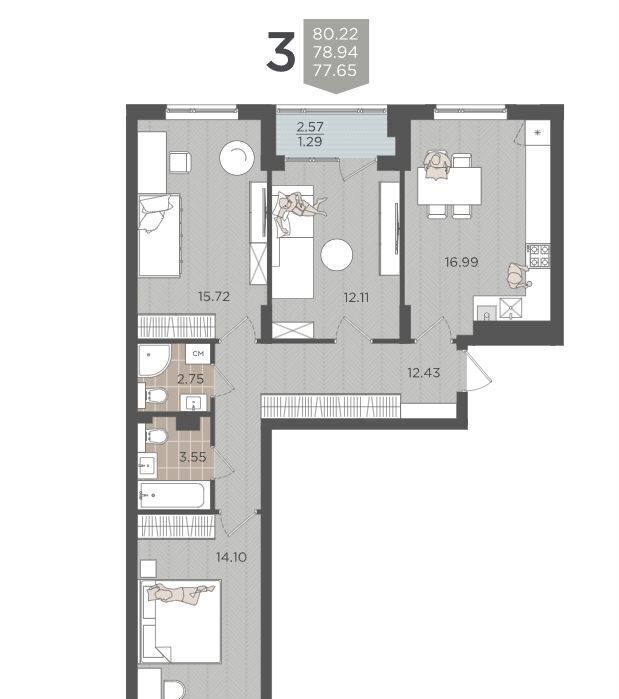 квартира г Калининград р-н Московский ул Батальная з/у 65Б фото 2