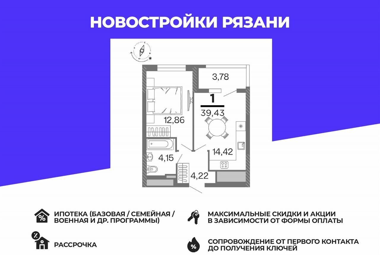 квартира г Рязань р-н Московский ул Интернациональная 4 фото 1
