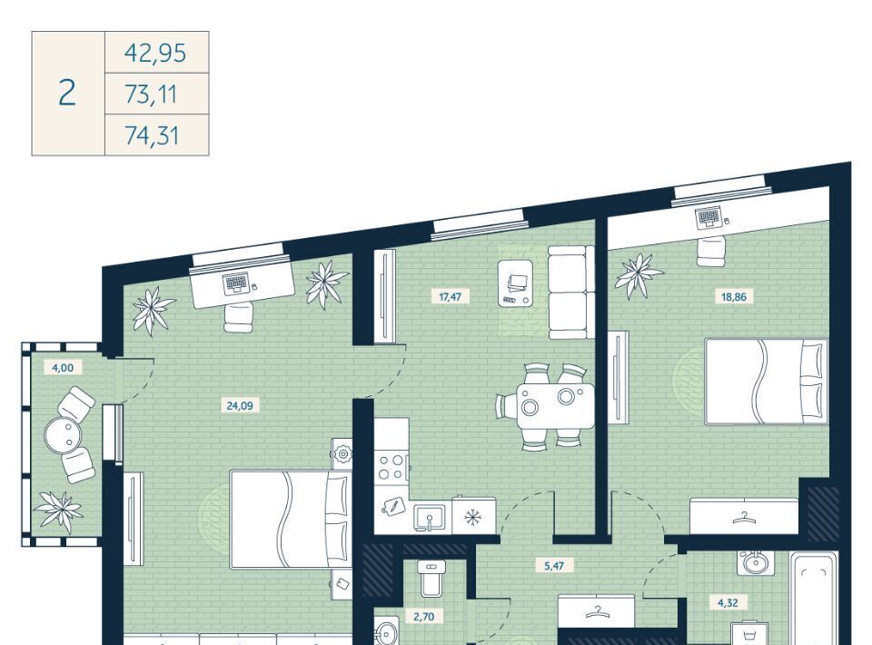 квартира г Санкт-Петербург метро Ломоносовская ул Седова 89к/3 фото 1
