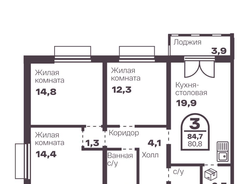 квартира г Челябинск р-н Тракторозаводский пр-кт Ленина 19в фото 1