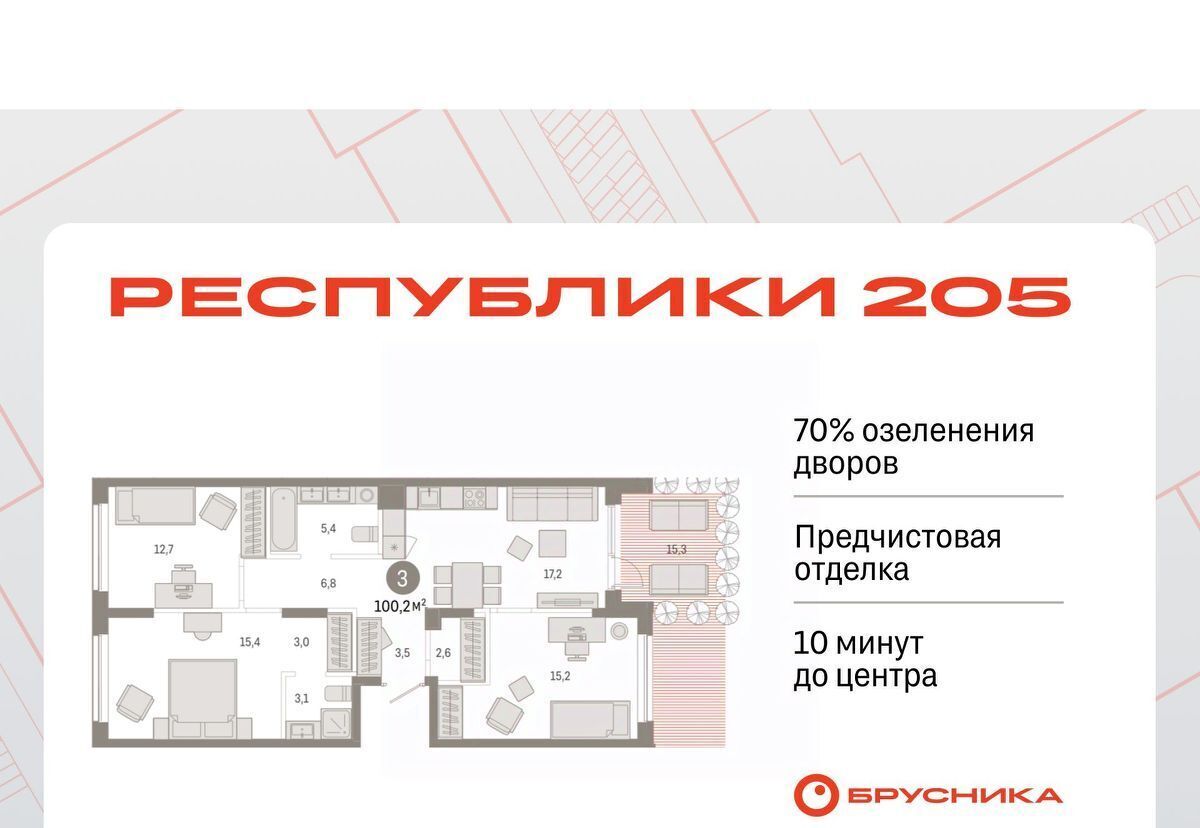 квартира г Тюмень р-н Ленинский ул Республики 203к/1 фото 1