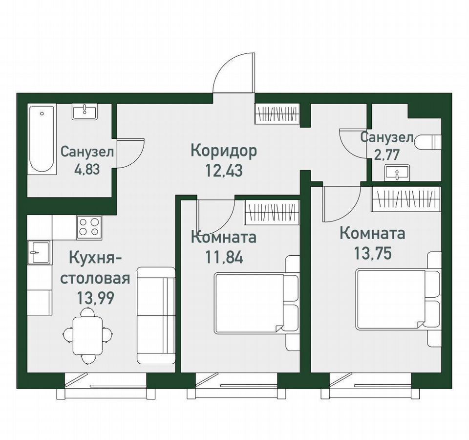 квартира г Челябинск Западный ул. Спортивная, д. 10 фото 18