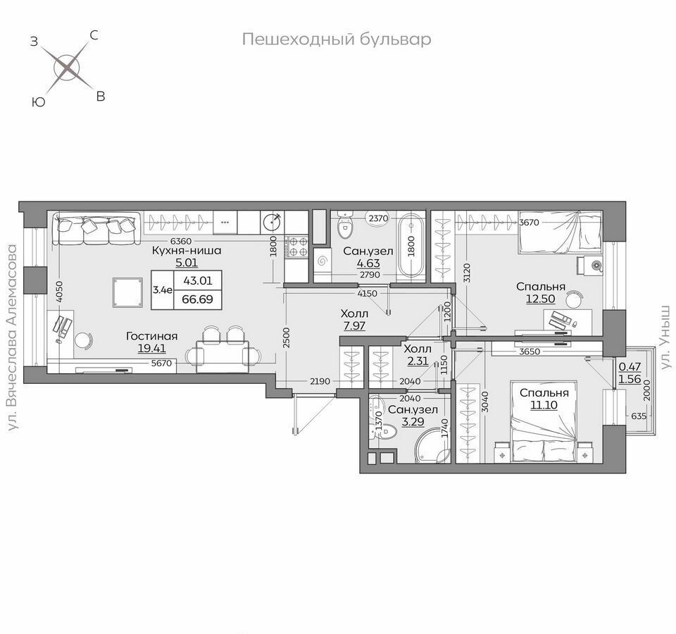 квартира г Казань Дубравная тракт Оренбургский 1 фото 1