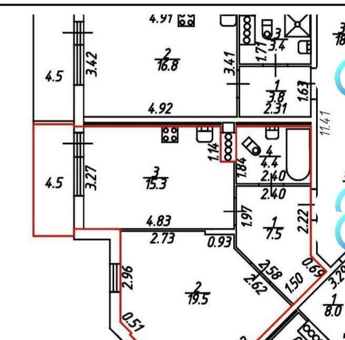 квартира г Санкт-Петербург п Парголово ул Тихоокеанская 14к/2 метро Проспект Просвещения фото 16