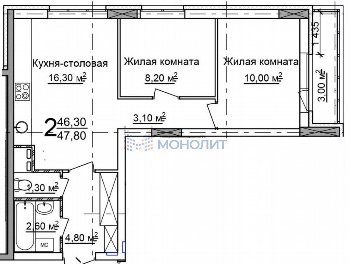 квартира г Нижний Новгород р-н Автозаводский Парк культуры ул Красноуральская 6 ЖК «ЧКАLOV» фото 10