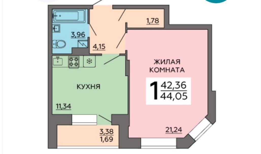 квартира г Воронеж р-н Левобережный ул Ростовская 73д ЖК «Авиатор 2» фото 1