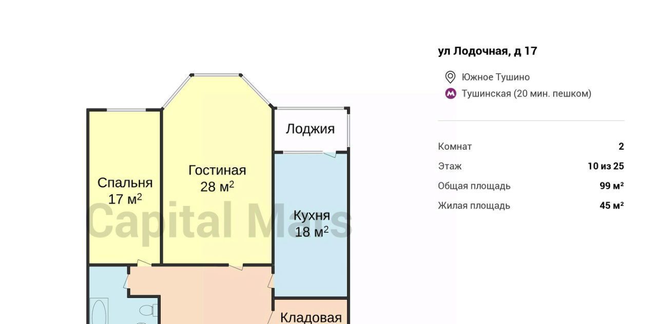 квартира г Москва метро Тушинская ул Лодочная 17 муниципальный округ Южное Тушино фото 3