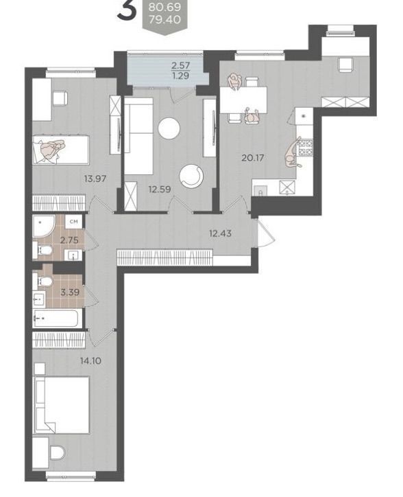 квартира г Калининград р-н Московский ул Батальная з/у 65Б фото 2