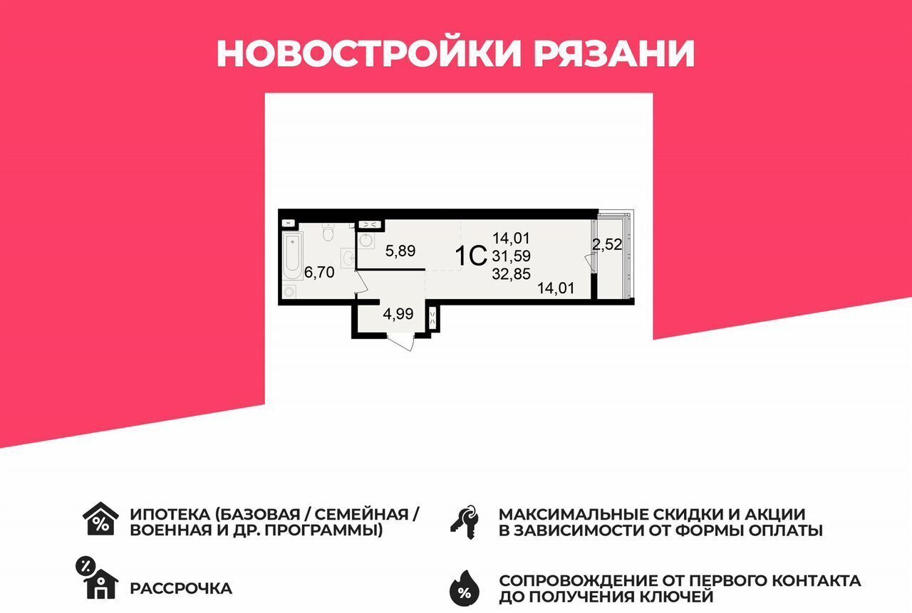 квартира г Рязань р-н Железнодорожный ул Черновицкая 29 корп. 1 фото 1