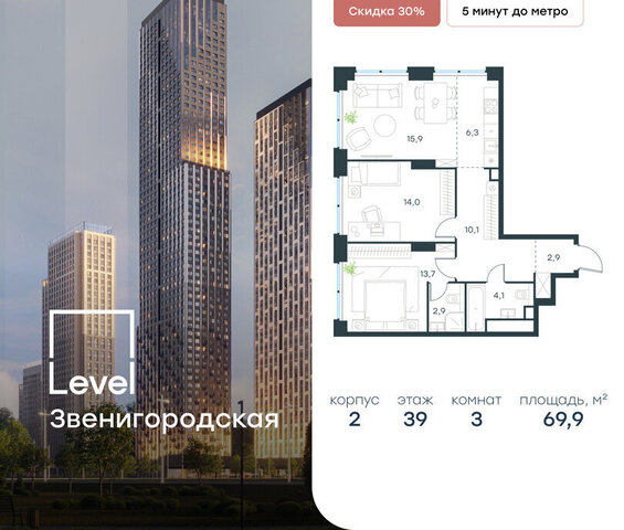 метро Хорошёво жилой комплекс Левел Звенигородская, к 2 фото