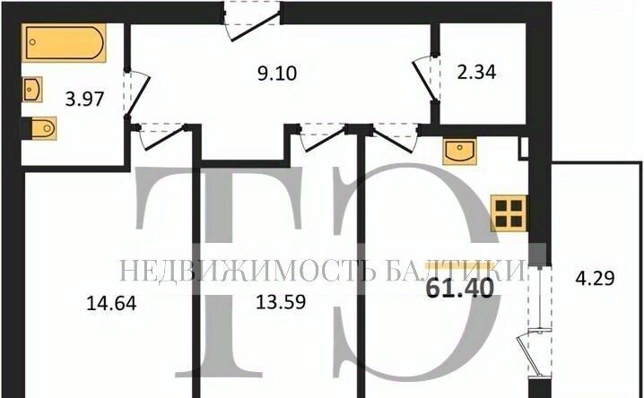 квартира г Калининград р-н Центральный ул Сержанта Мишина 81к/3 фото 1