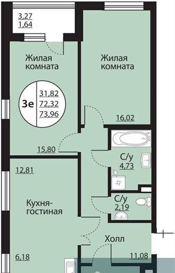 квартира г Воронеж р-н Центральный пр-кт Московский 138 ЖК «Бунин» фото 1