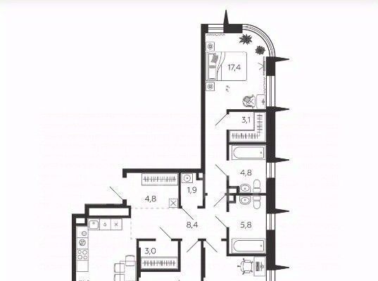 квартира г Москва метро ЗИЛ ЖК Шагал 2-я оч., к 1. 2 фото 2