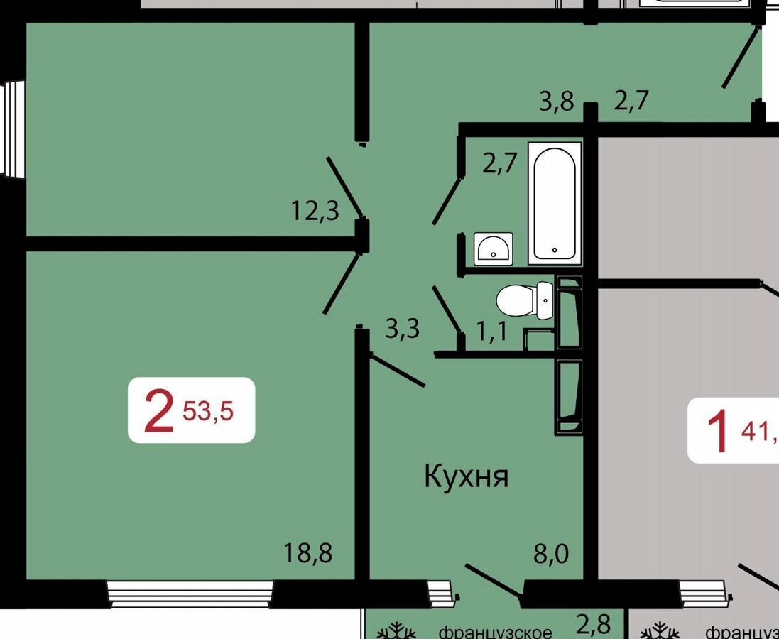 квартира г Красноярск р-н Октябрьский ул Калинина 1 фото 1