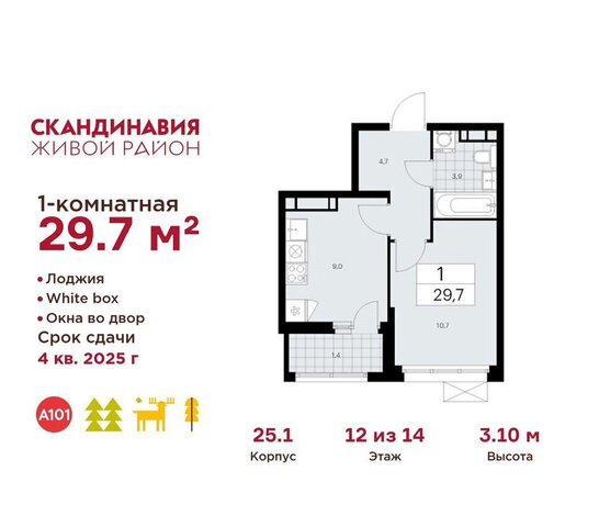 квартира п Сосенское метро Коммунарка Потапово, стр. 25. 1, Московская область фото