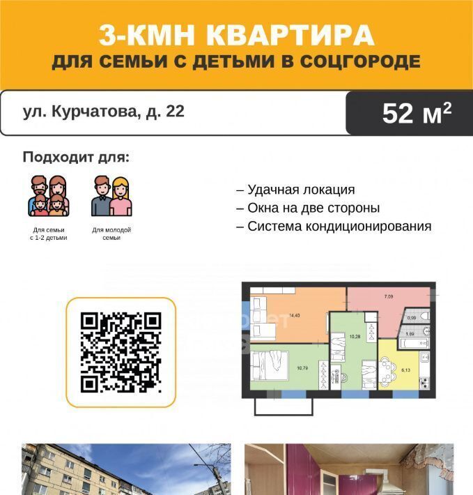 квартира г Димитровград ул Курчатова 22 фото 2