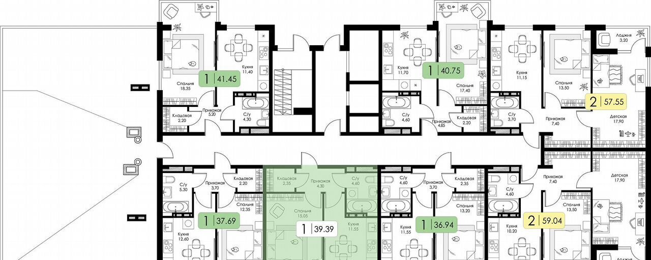 квартира г Смоленск р-н Ленинский ш Краснинское 4 блок-секция 1, 2, 3 фото 15
