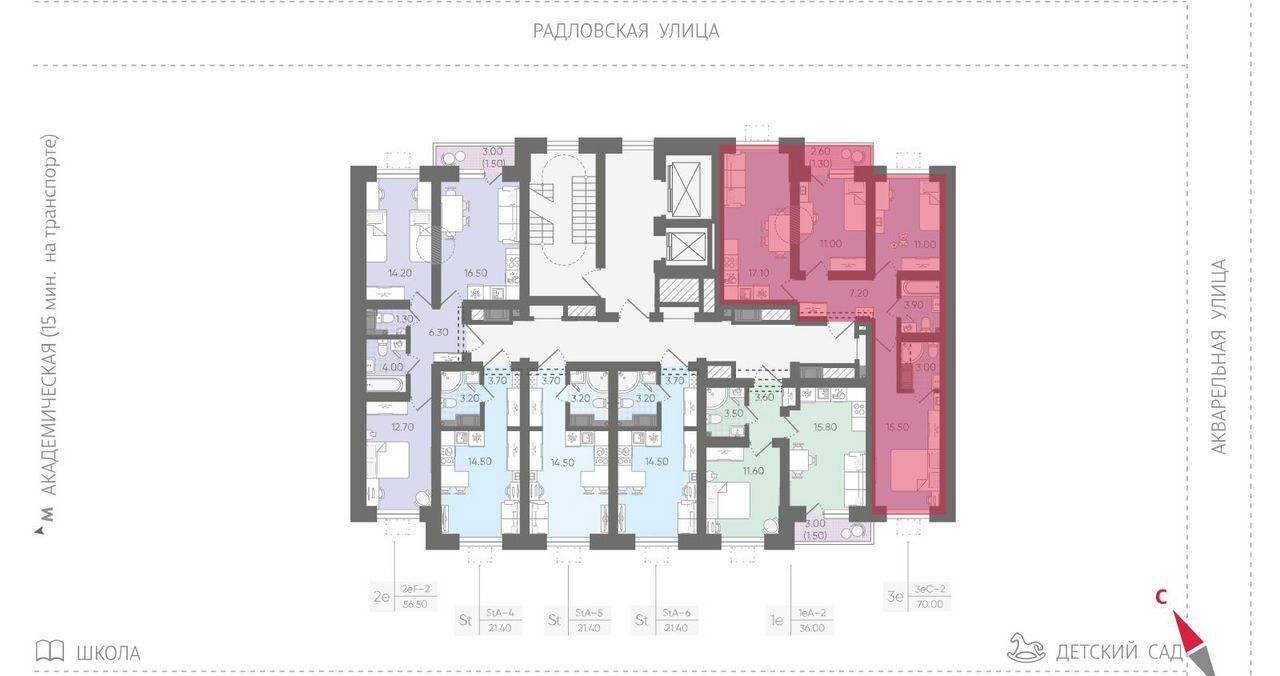 квартира г Санкт-Петербург метро Академическая Пискаревский пр-т/Ручьевская дор., д. 134. 2 фото 2