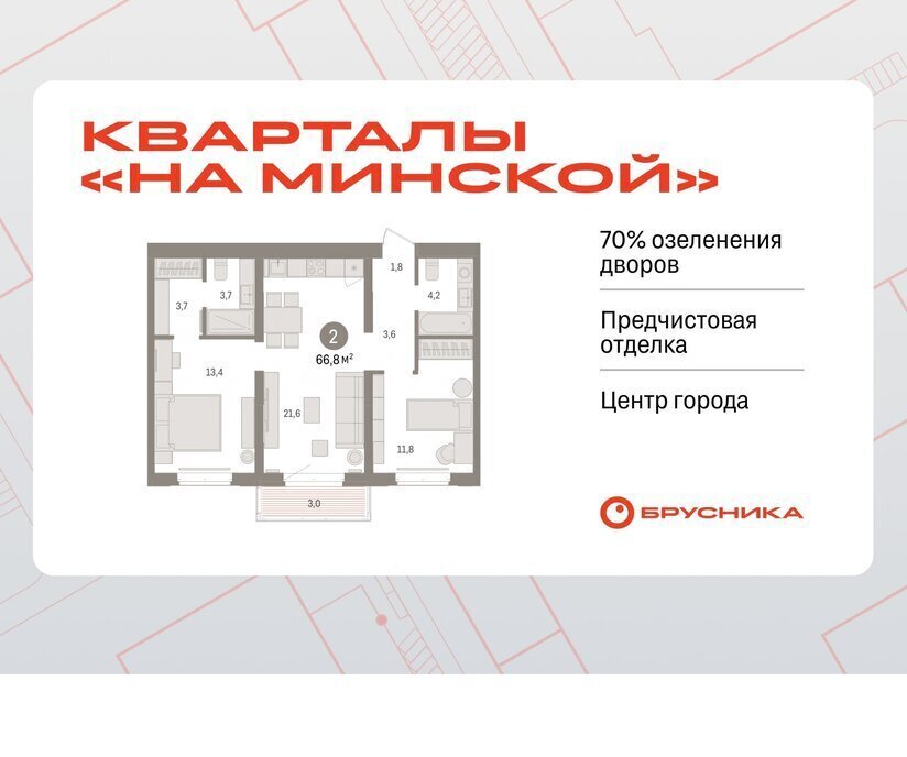 квартира г Тюмень Кварталы «На Минской» жилой комплекс На Минской фото 1