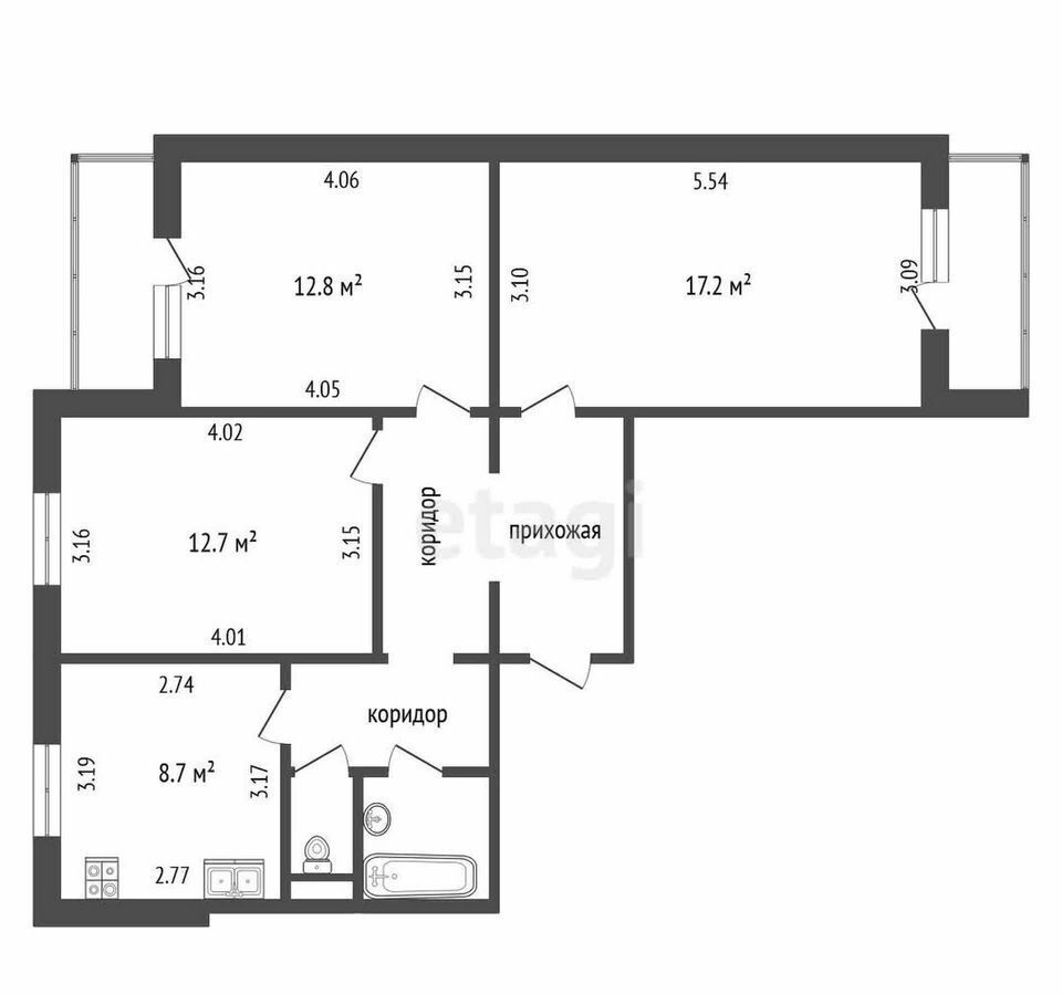 квартира г Белгород Западный ул Есенина 30 фото 21