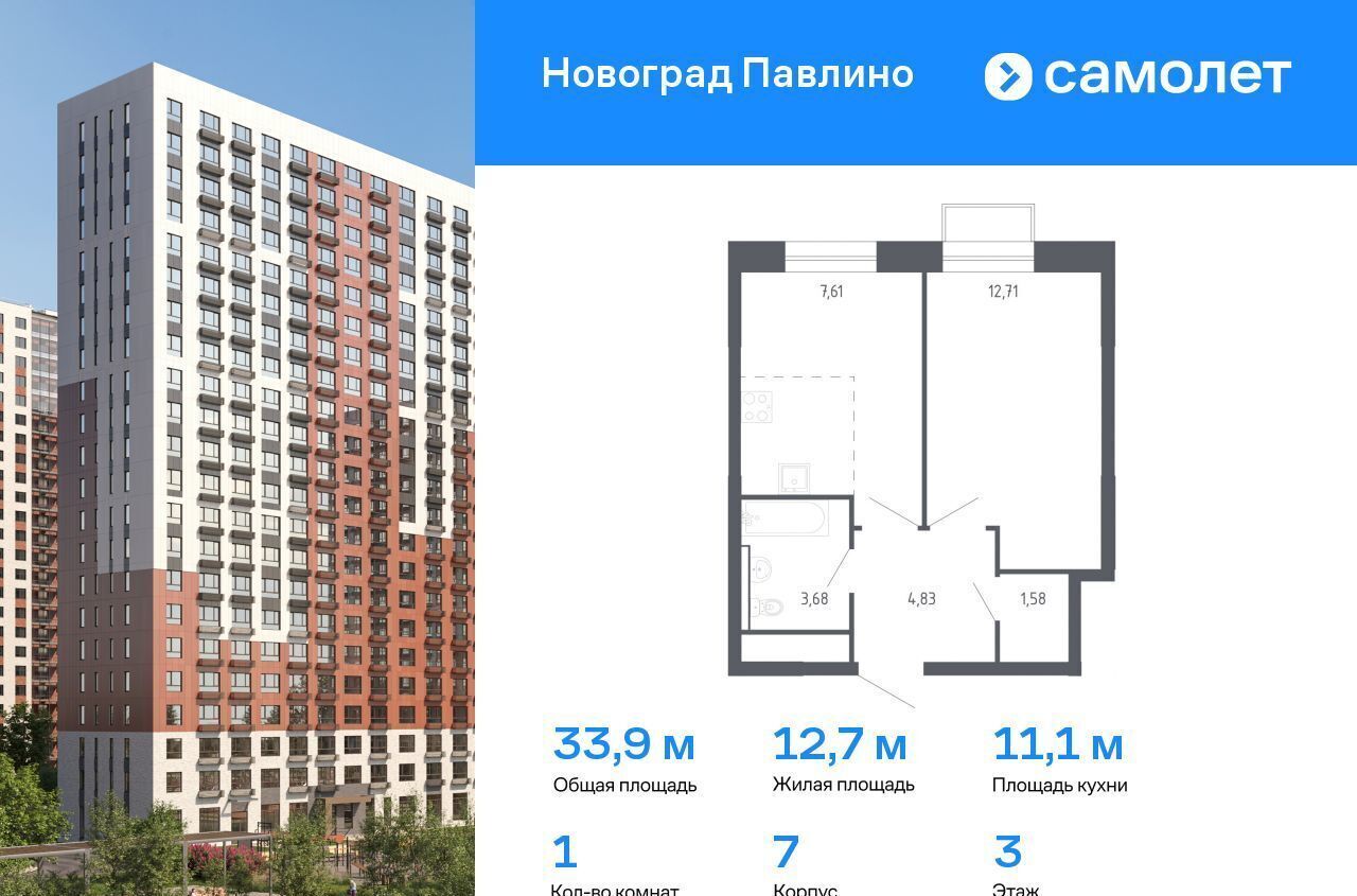 квартира г Балашиха мкр Новое Павлино ЖК «Новоград Павлино» жилой квартал Новоград Павлино, к 7, Некрасовка фото 1