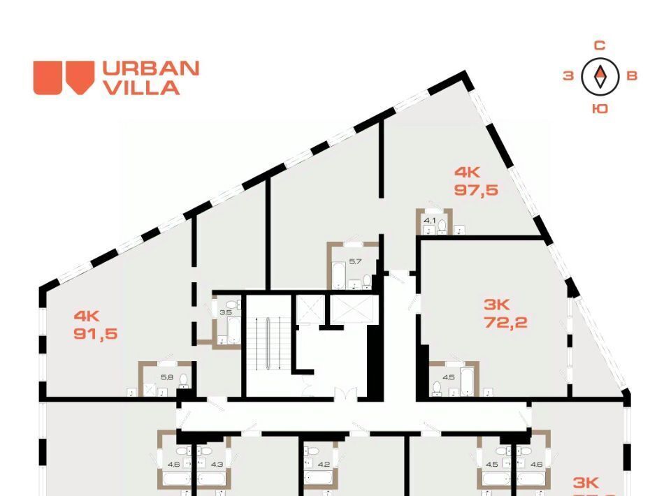 квартира г Владивосток р-н Ленинский ЖК "Urban Villa" ул. Котельникова фото 2