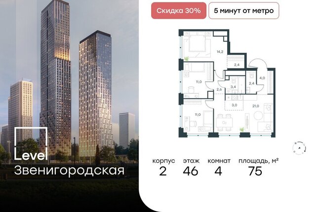 метро Хорошёво жилой комплекс Левел Звенигородская, к 2 фото