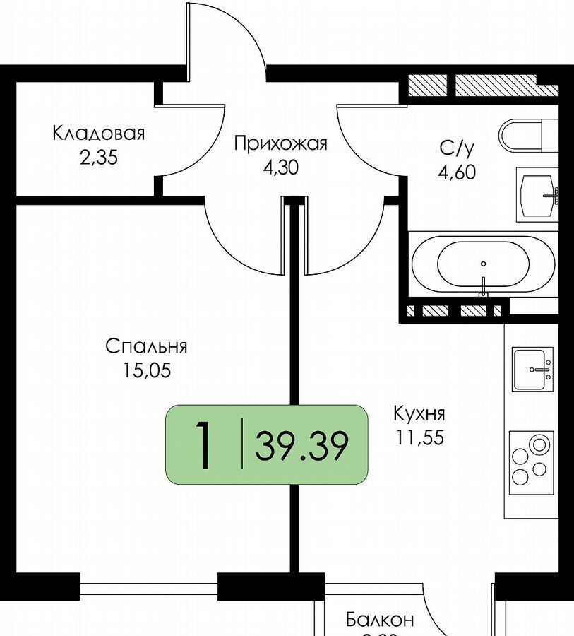 квартира г Смоленск р-н Ленинский ш Краснинское 4 блок-секция 1, 2, 3 фото 12