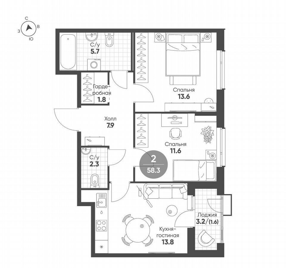 квартира г Омск р-н Кировский ул Волгоградская корп. 1-5 фото 2