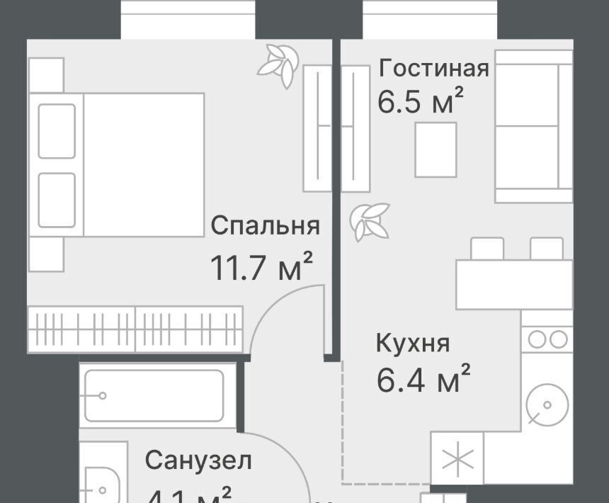 квартира г Тюмень р-н Калининский ул Кремлевская 95 ЖК «Дружеский» Калининский административный округ фото 1