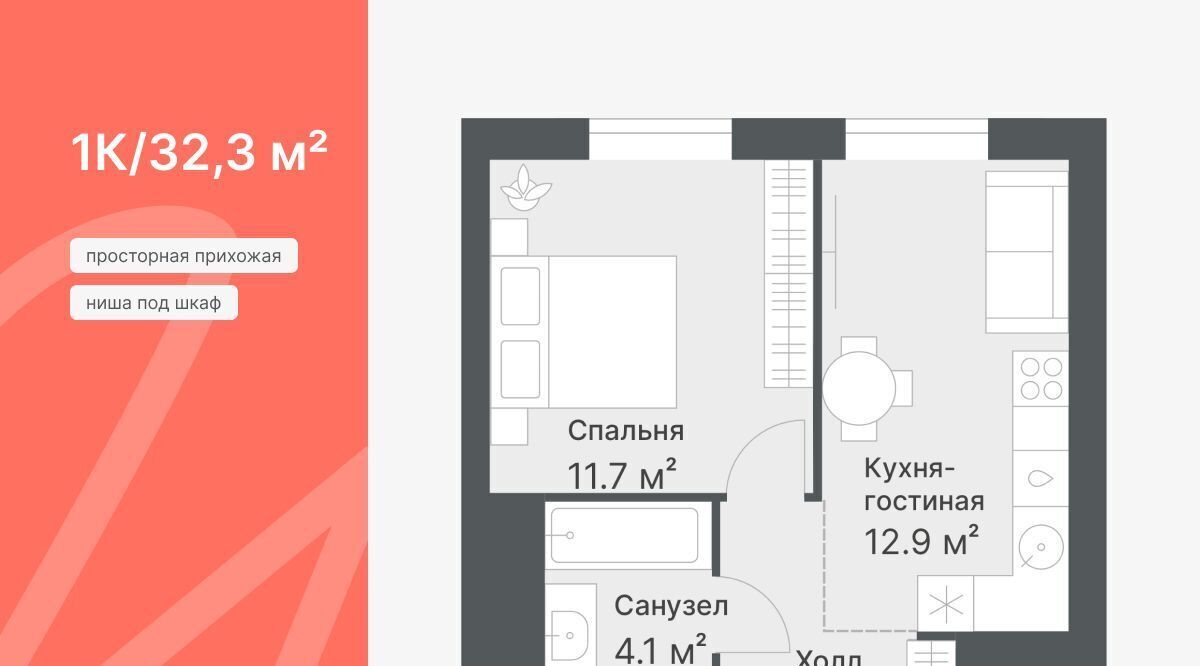 квартира г Тюмень р-н Калининский ул Кремлевская 95 ЖК «Дружеский» Калининский административный округ фото 2
