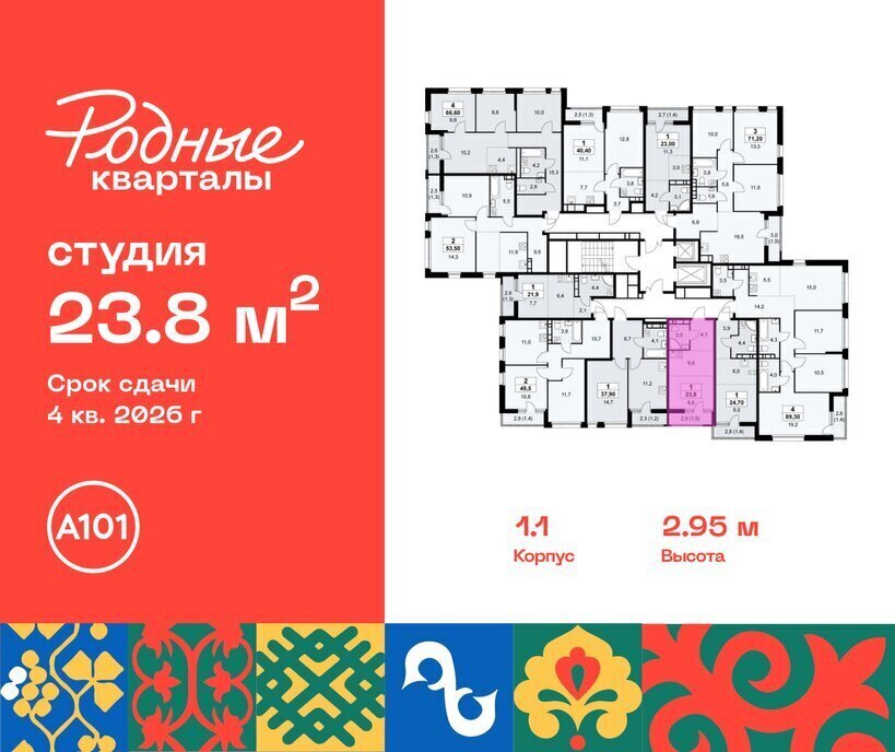 квартира г Щербинка ЖК «Родные кварталы» 1/2 ТиНАО Внуково Толстопальцево фото 2
