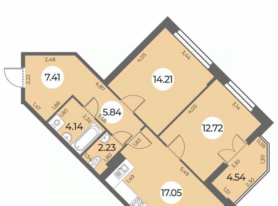 квартира г Санкт-Петербург метро Ленинский Проспект пр-кт Ленинский 39с/2 округ Южно-Приморский фото 1