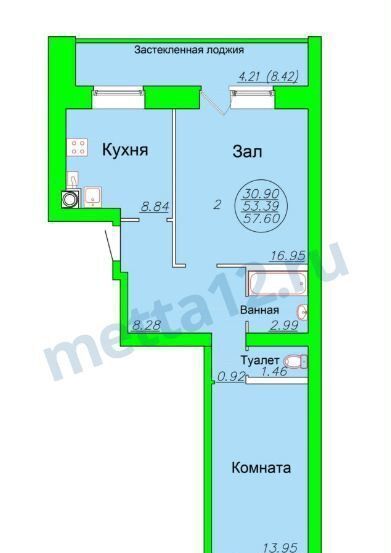 квартира г Йошкар-Ола ул Йывана Кырли 35 фото 21