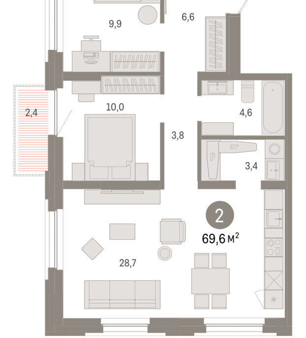 квартира г Тюмень ул Мысовская 26к/2 фото 2
