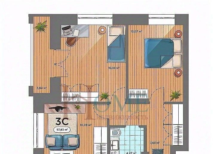 квартира г Новосибирск р-н Октябрьский Речной вокзал ул Кирова 274 ЖК «SMART AVENUE на Кирова» фото 34