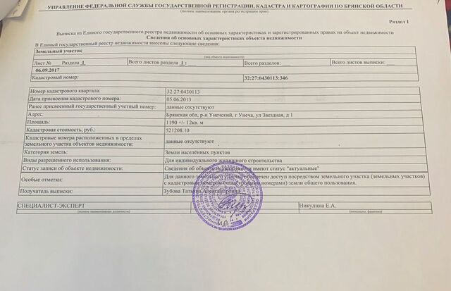 земля г Унеча ул Звездная Унечское городское поселение фото